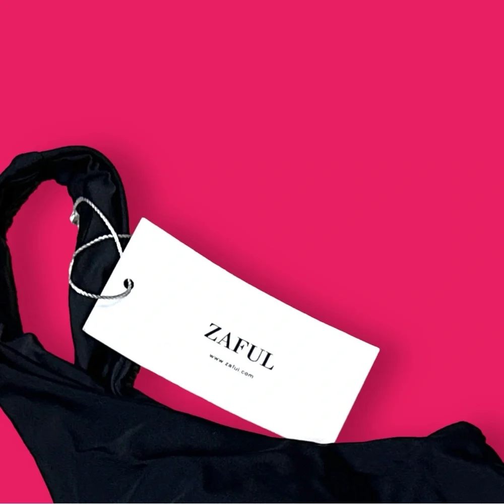 NWT Zaful Black Faux Front Tie Bikini Top. Size Large   👙☀️👙☀️👙 - Picture 7 of 8